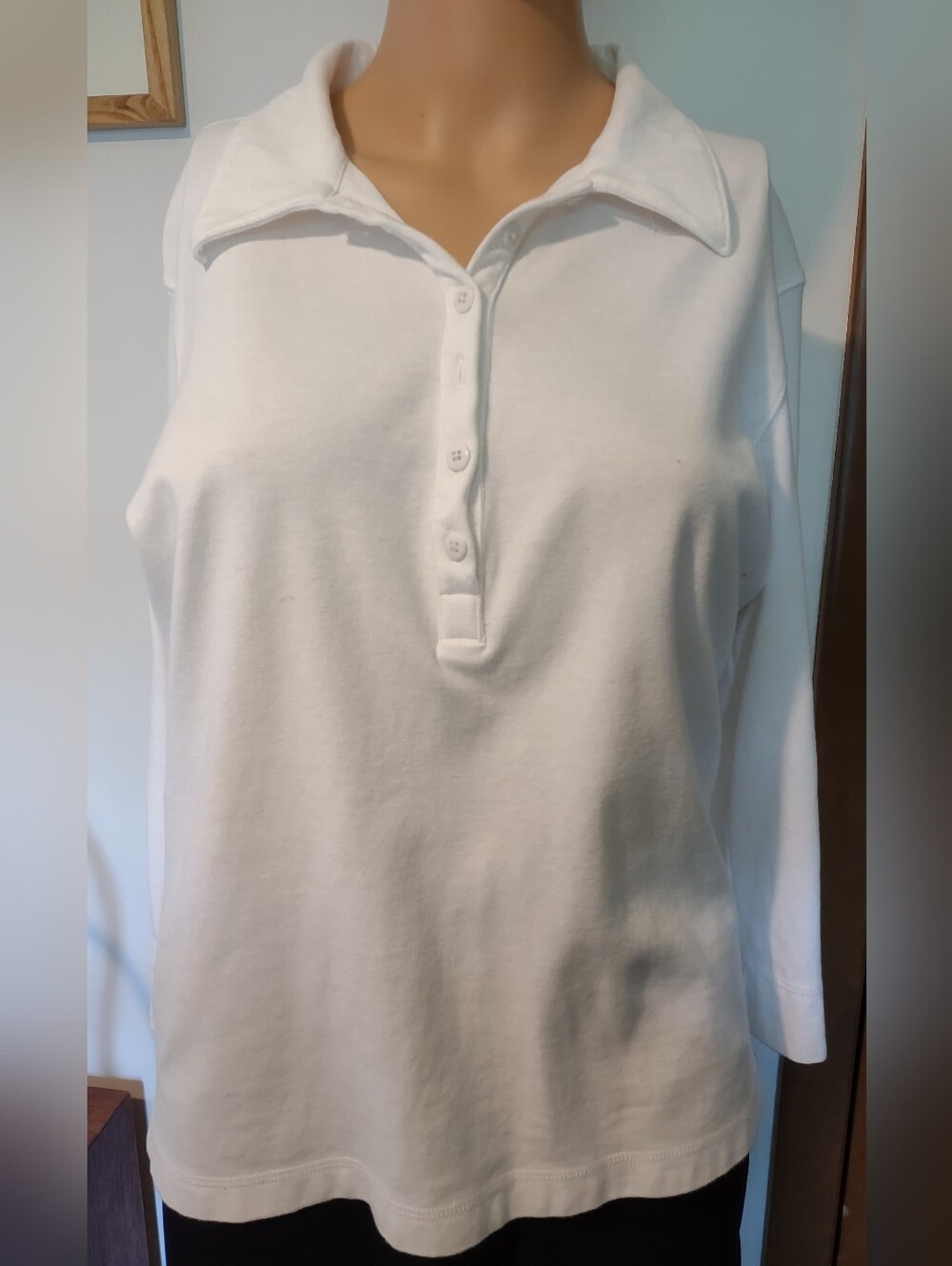 Women's Tangents STRETCH Size XL Button Career Shirt Top WHITE 3/4 Sleeve